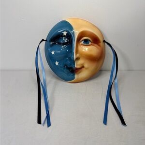 Vintage About Face Ceramic Moon Mask Wall Art Made in USA